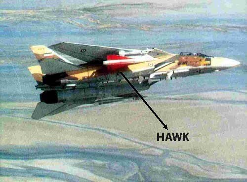İran Hava Kuvvetlerine bağlı F-14  Tomcat Hawk füzesi yüklü halde